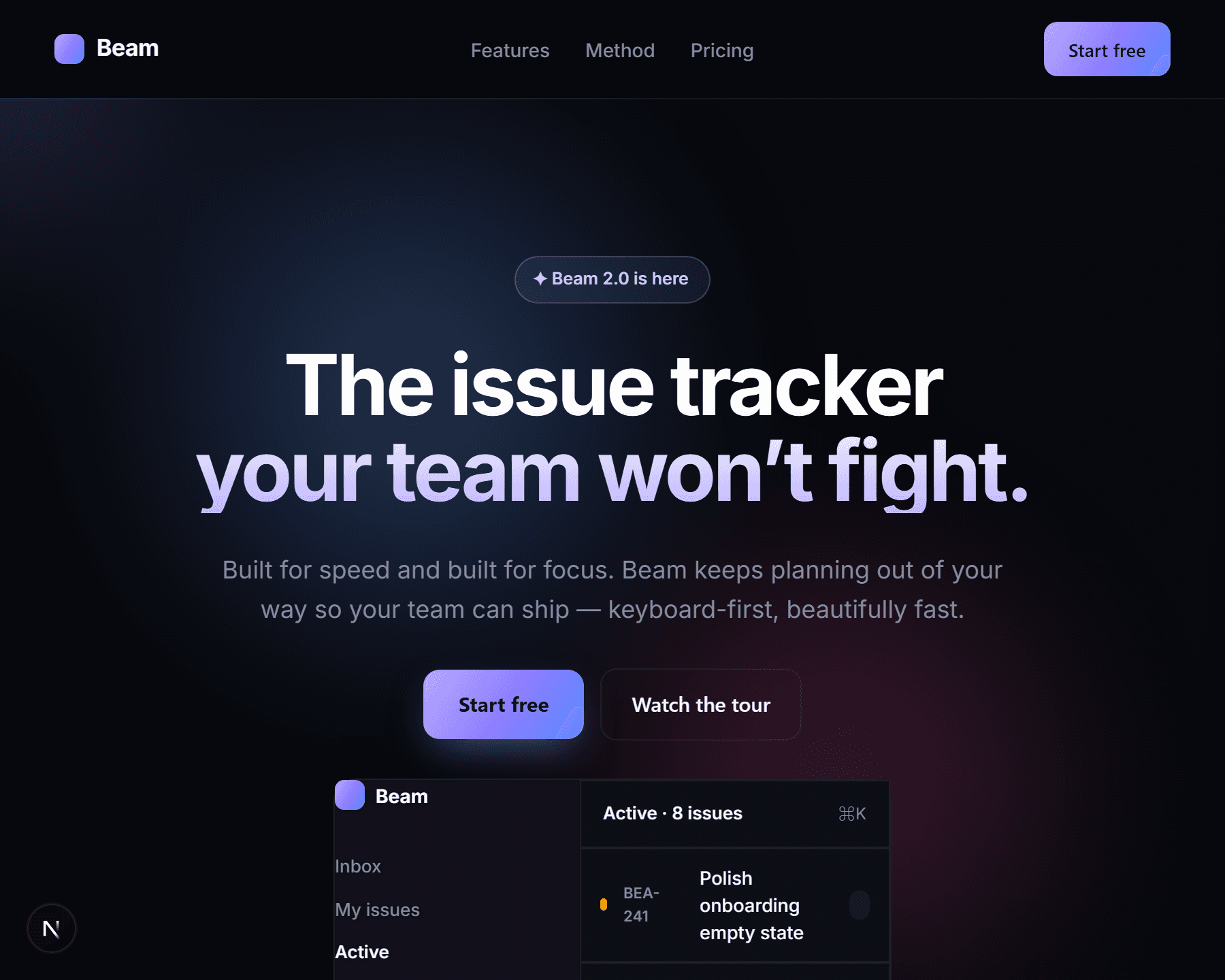 Linear Style Landing launch page preview
