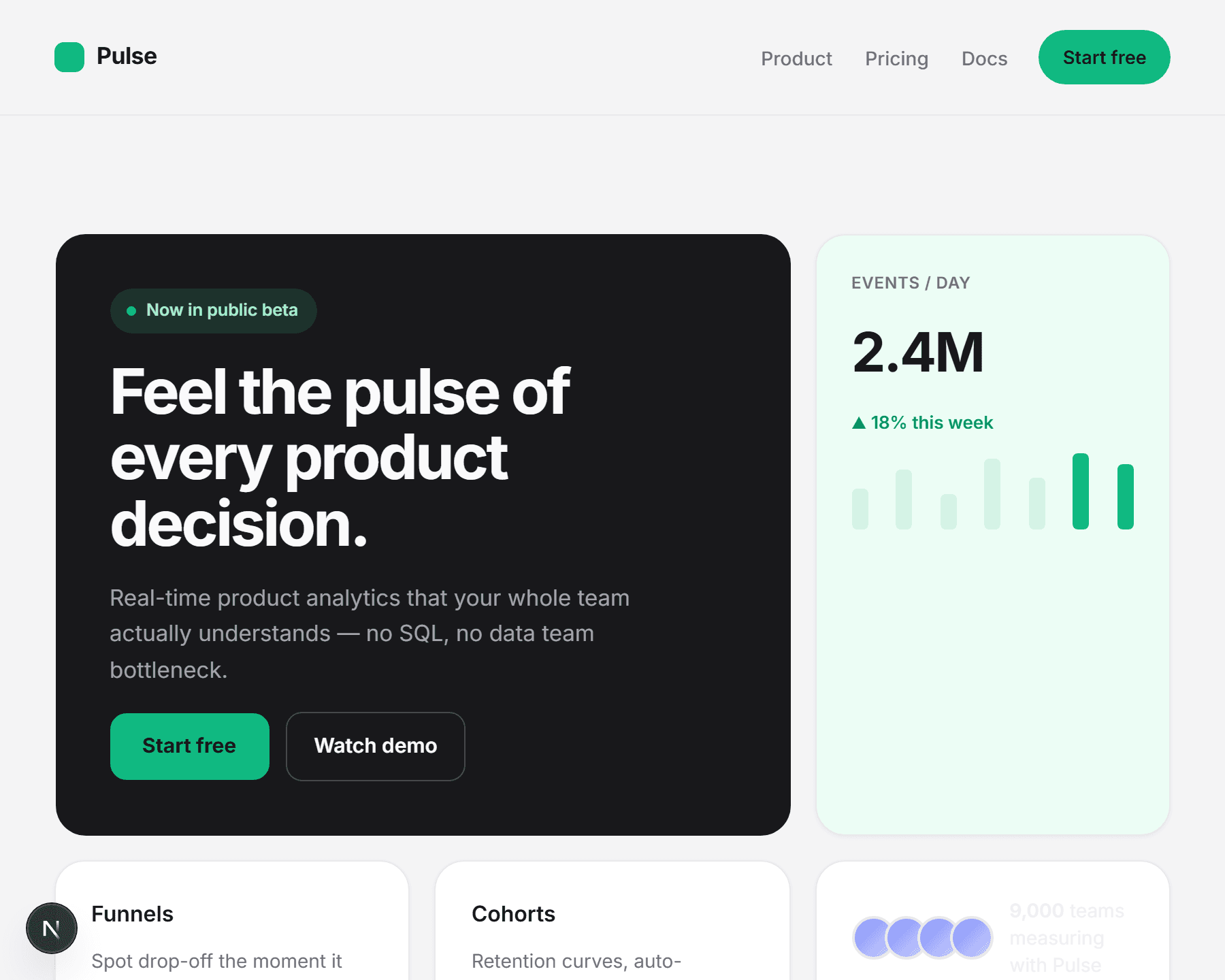 Bento Grid Landing launch page preview