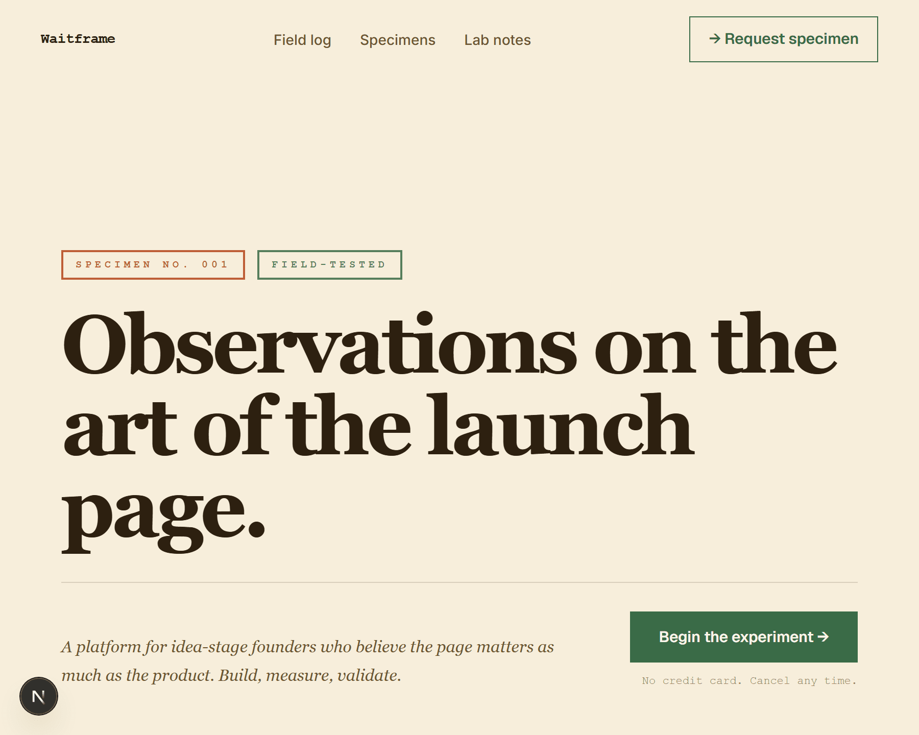Fieldnotes launch page preview