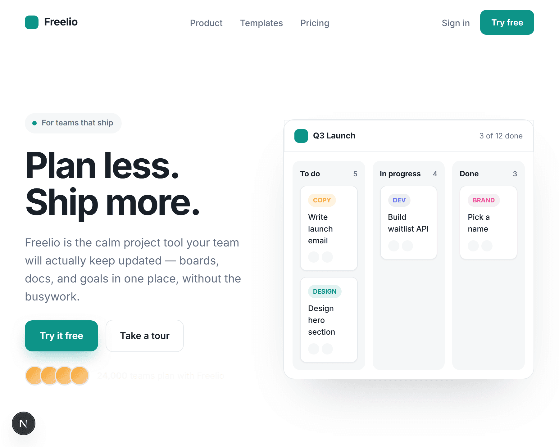 Productivity App Landing launch page preview